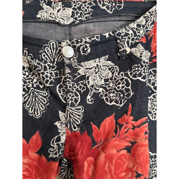 Vintage Womens Y2K Grip Jeans Floral Print Low Rise Sz 28 Bootcut Slim Rare Boho - Picture 9 of 16